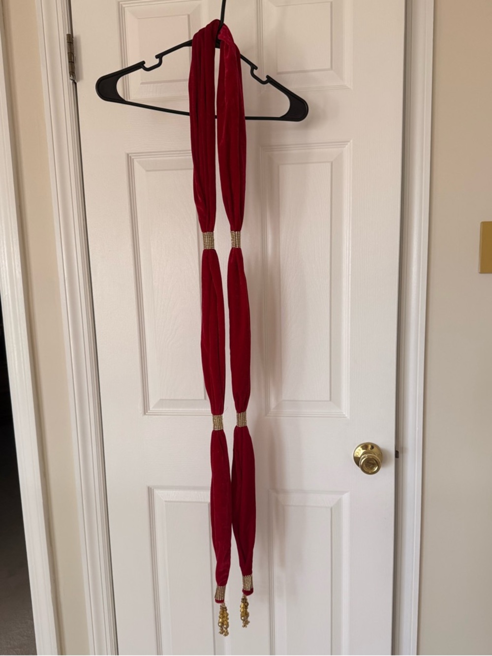 Never worn Indian men groom stole shawl velvet red maroon